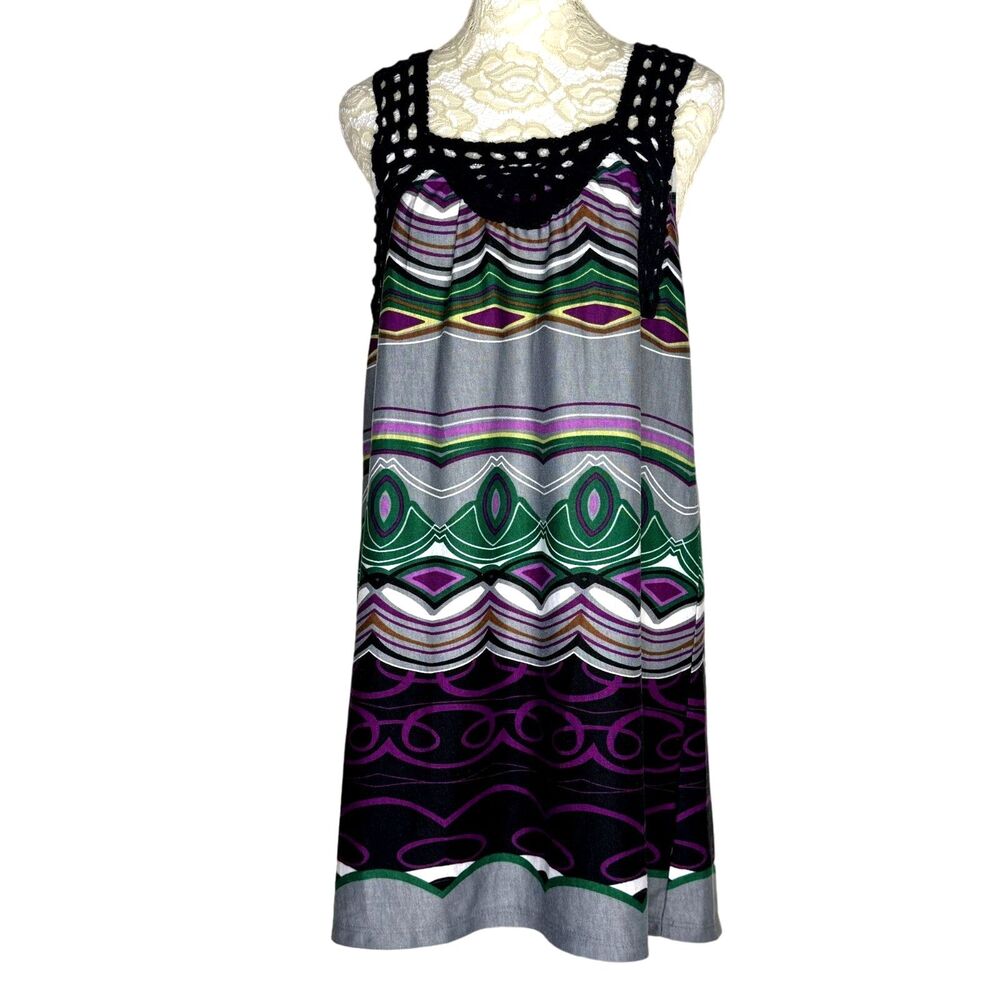 Hazel Anthropologie Crochet Lace Mini Dress Abstract M